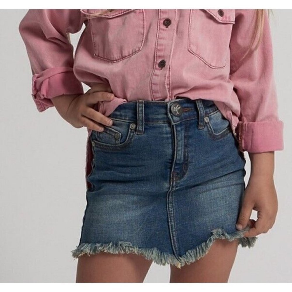 New One Teaspoon Denim Mini Skirt Girls 6-7 Superstar Blue 2020 Stretch HW